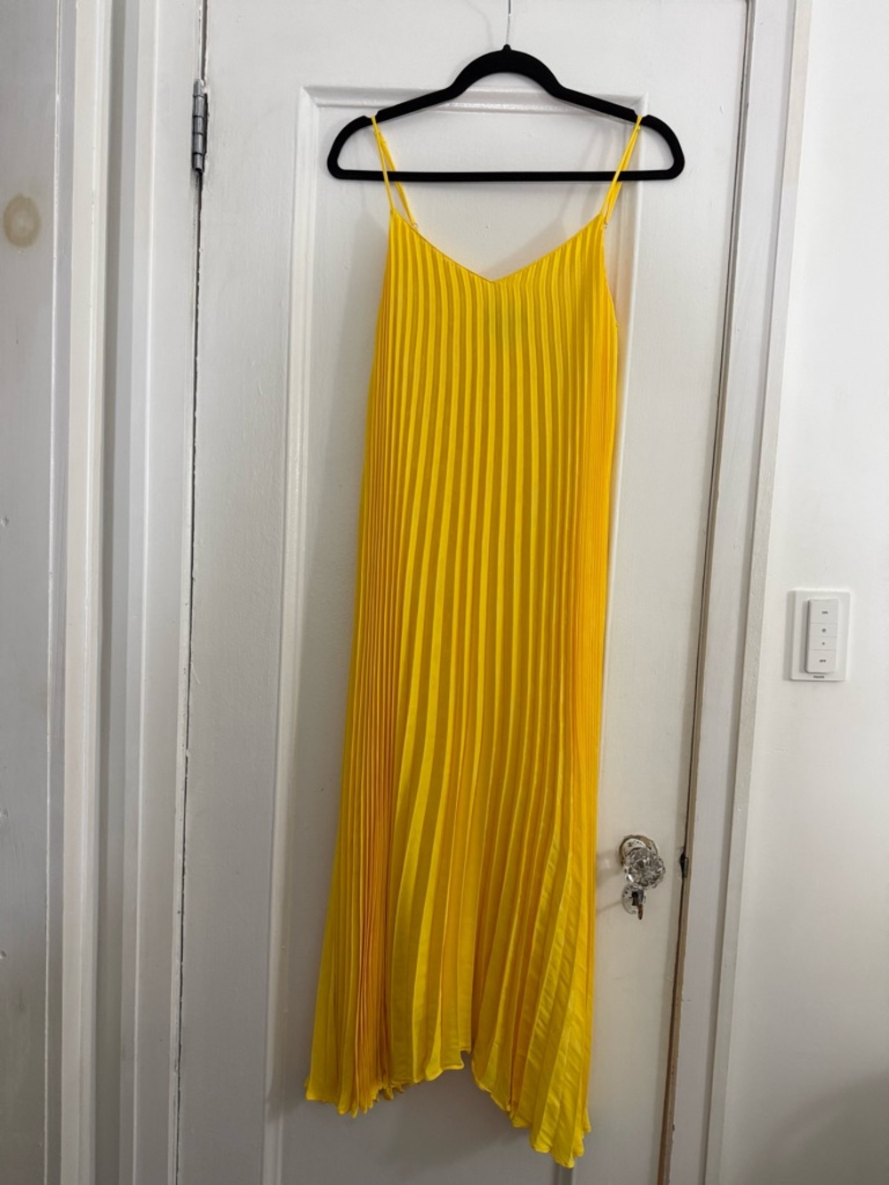 Banana Republic Yellow Pleated Maxi Slip Dress